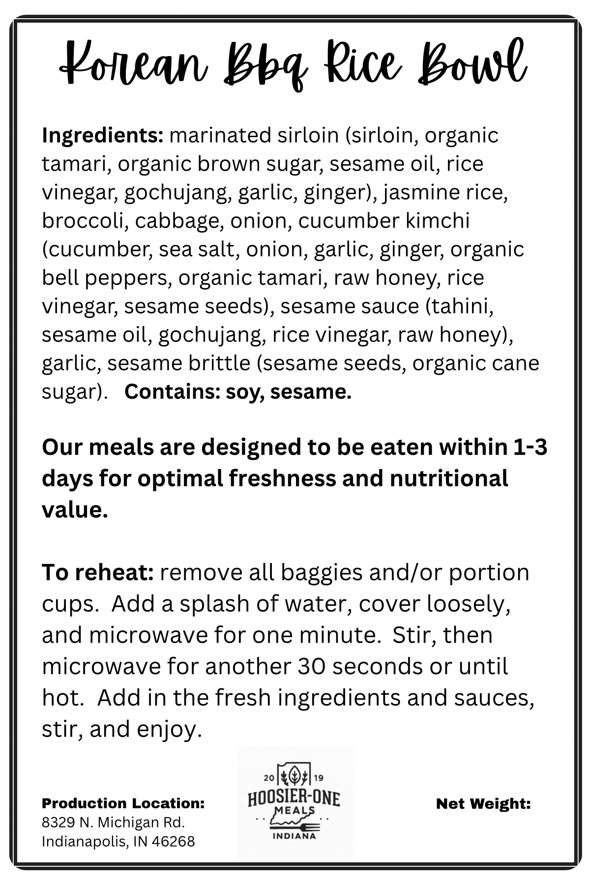 Korean BBQ Rice Bowl