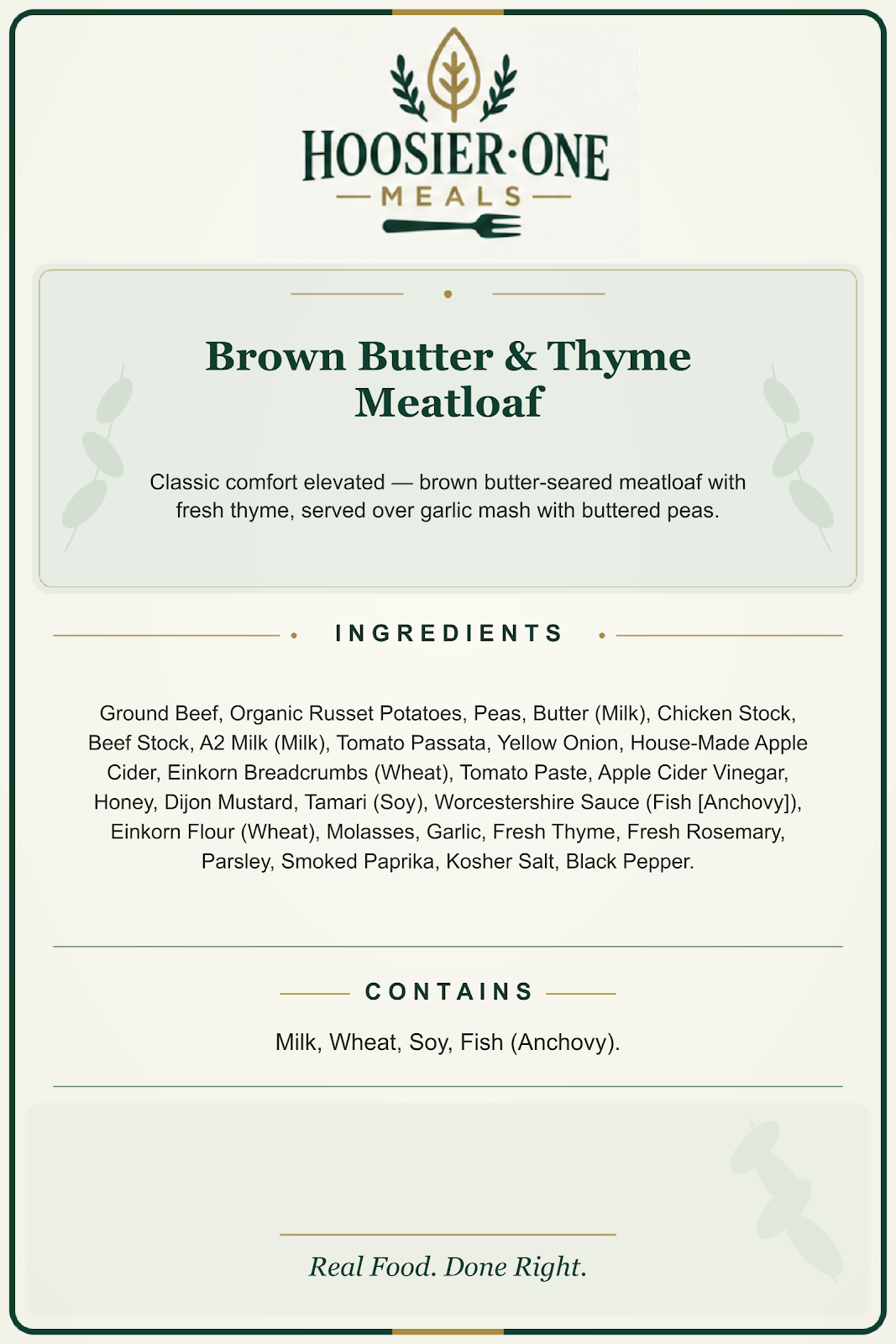 Hoosier One product information — Brown Butter & Thyme Meatloaf — 88ea7c2f01f5