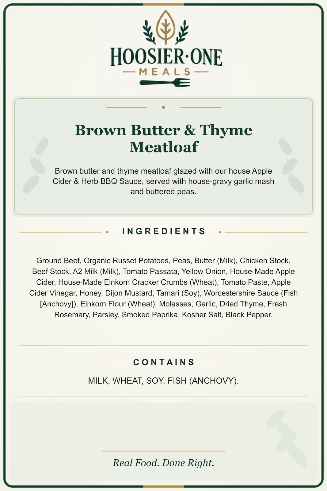 Hoosier One product information — Brown Butter & Thyme Meatloaf — 2bc01734c753
