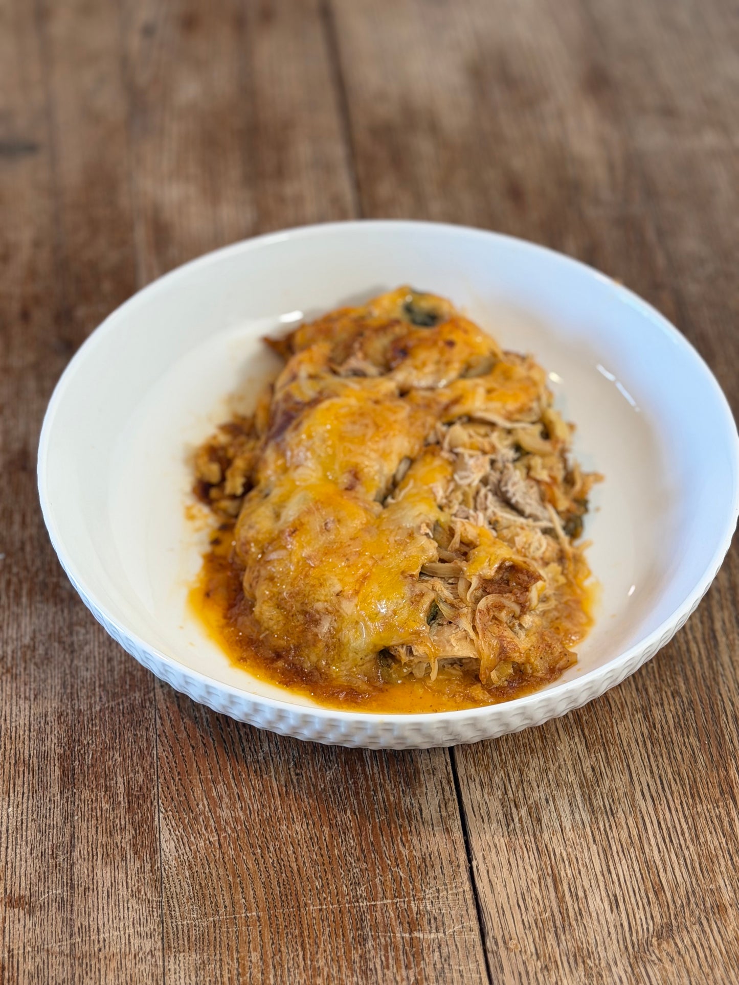 Roasted Poblano Chicken Enchilada Bake