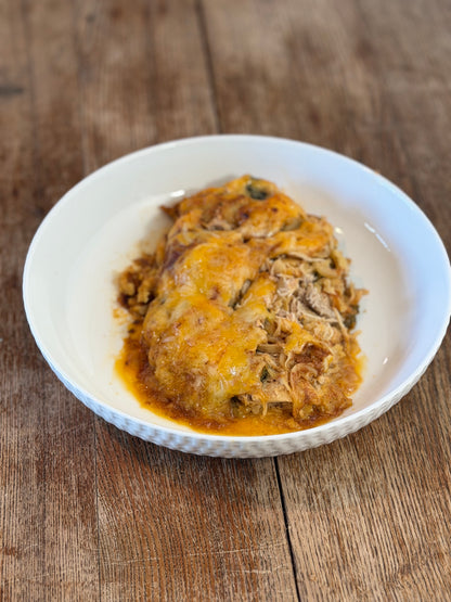 Roasted Poblano Chicken Enchilada Bake