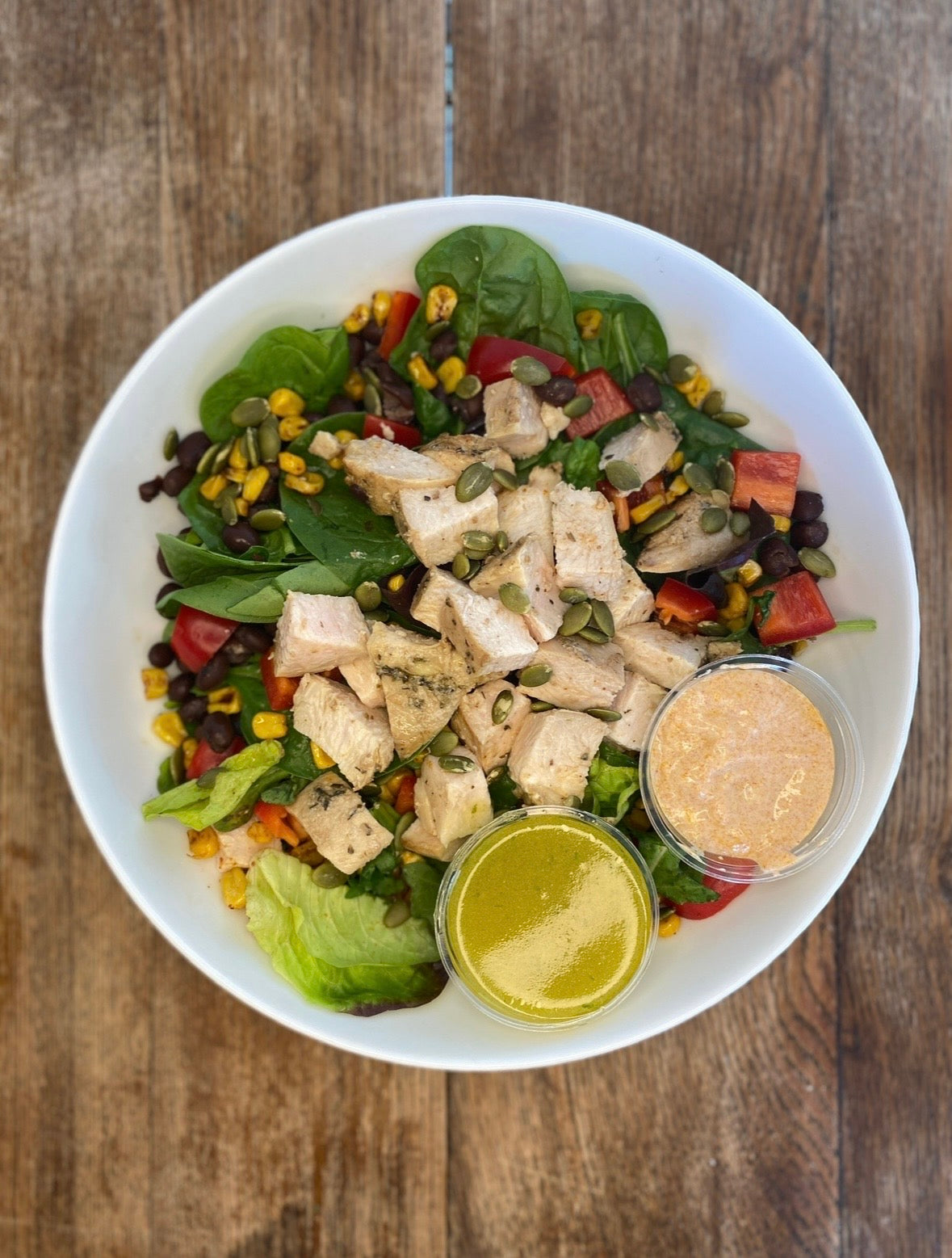 Sweet Corn Market Salad with Chili Lime Vinaigrette and Toasted Pepita Drizzle