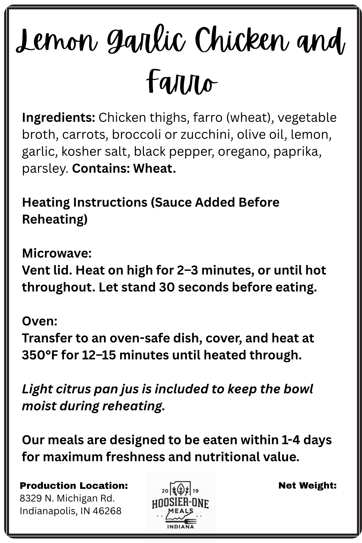 Lemon Garlic Chicken & Farro Bowl