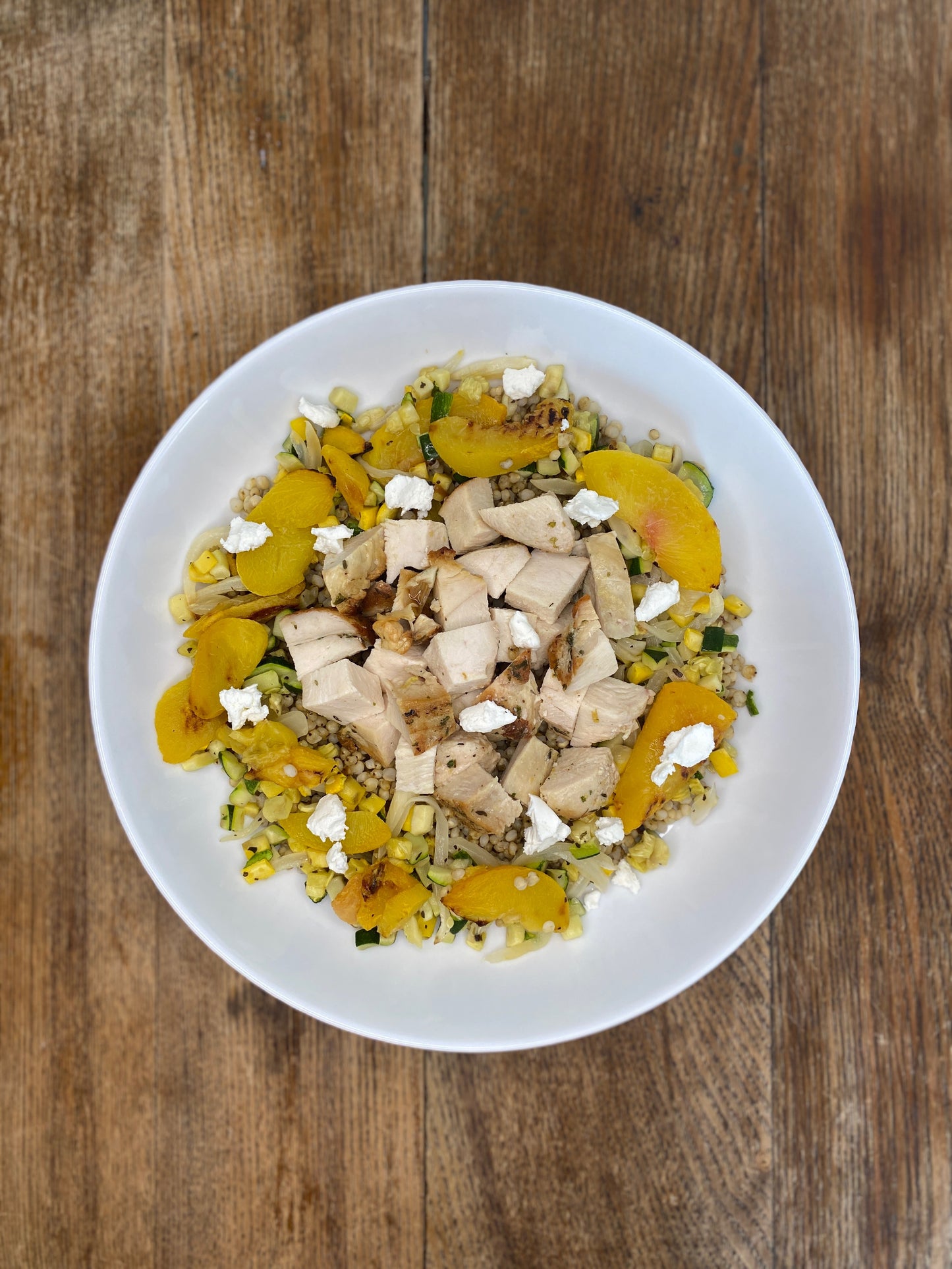 Peach and Burrata Summer Salad with Basil Pesto Vinaigrette