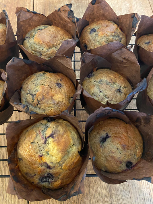 Yogurt Einkorn Blueberry Muffins