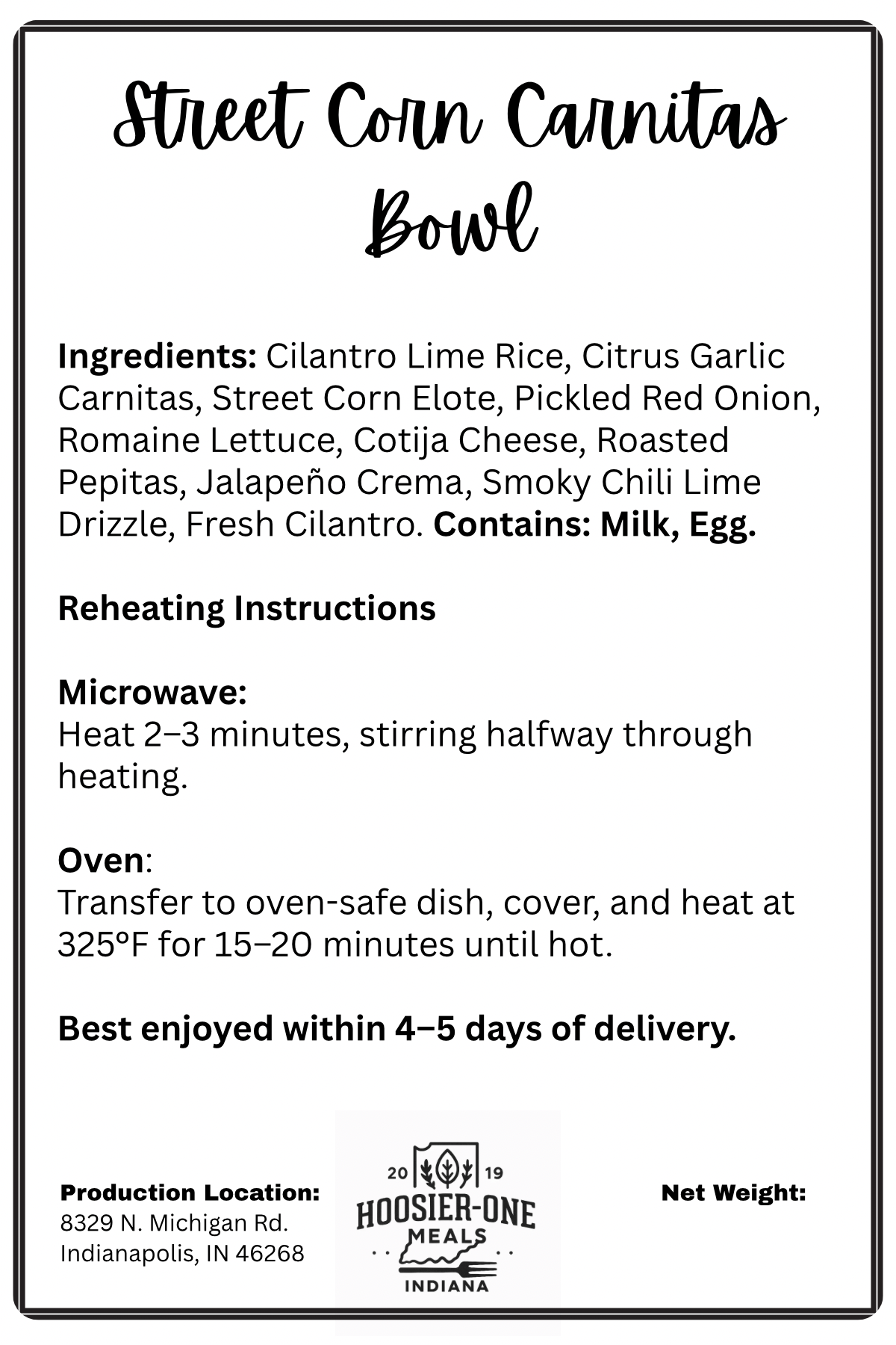Street Corn Carnitas Bowl