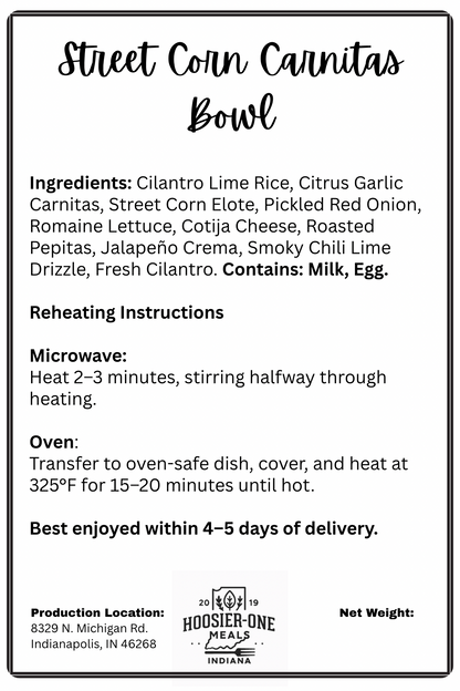 Street Corn Carnitas Bowl
