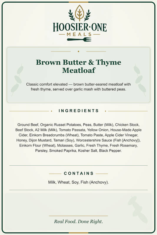Hoosier One product information — Brown Butter & Thyme Meatloaf — 88ea7c2f01f5