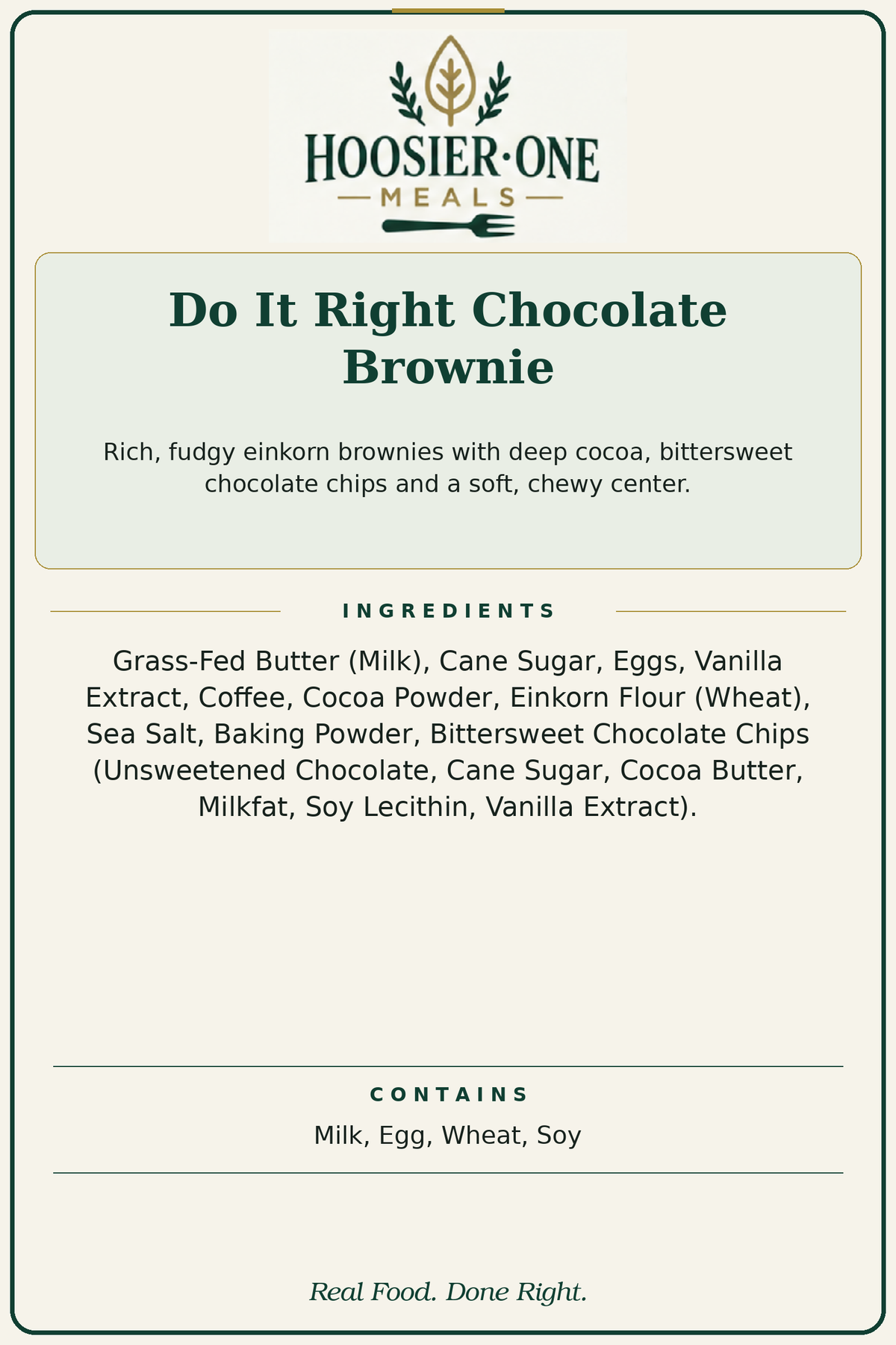 Do It Right Chocolate Brownie — ingredients and allergens