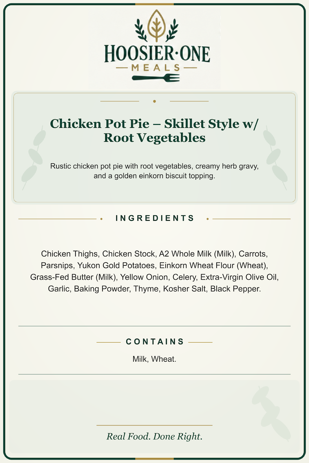 Hoosier One product information — Chicken Pot Pie – Skillet Style w/ Root Vegetables — f5db9cd4953b