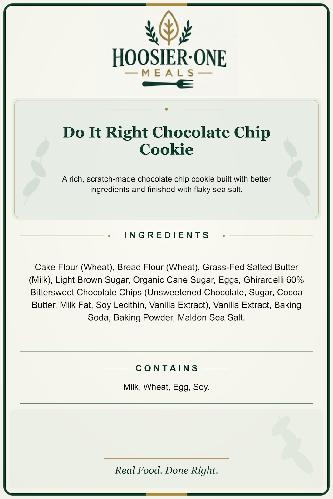 Hoosier One product information — Do It Right Chocolate Chip Cookie — a0a1afbfd768