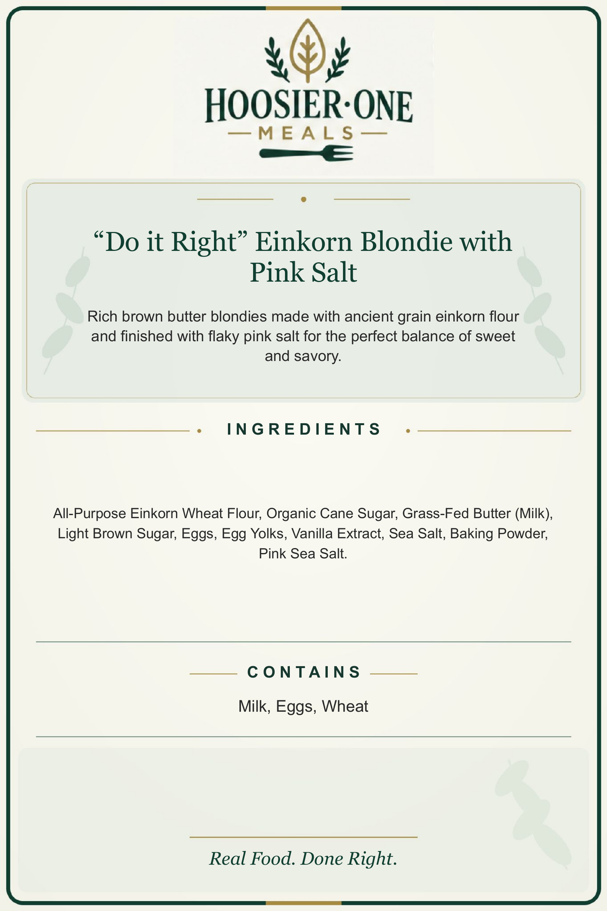 Hoosier One product information — “Do it Right” Einkorn Blondie with Pink Salt — 1f55ecadd30e
