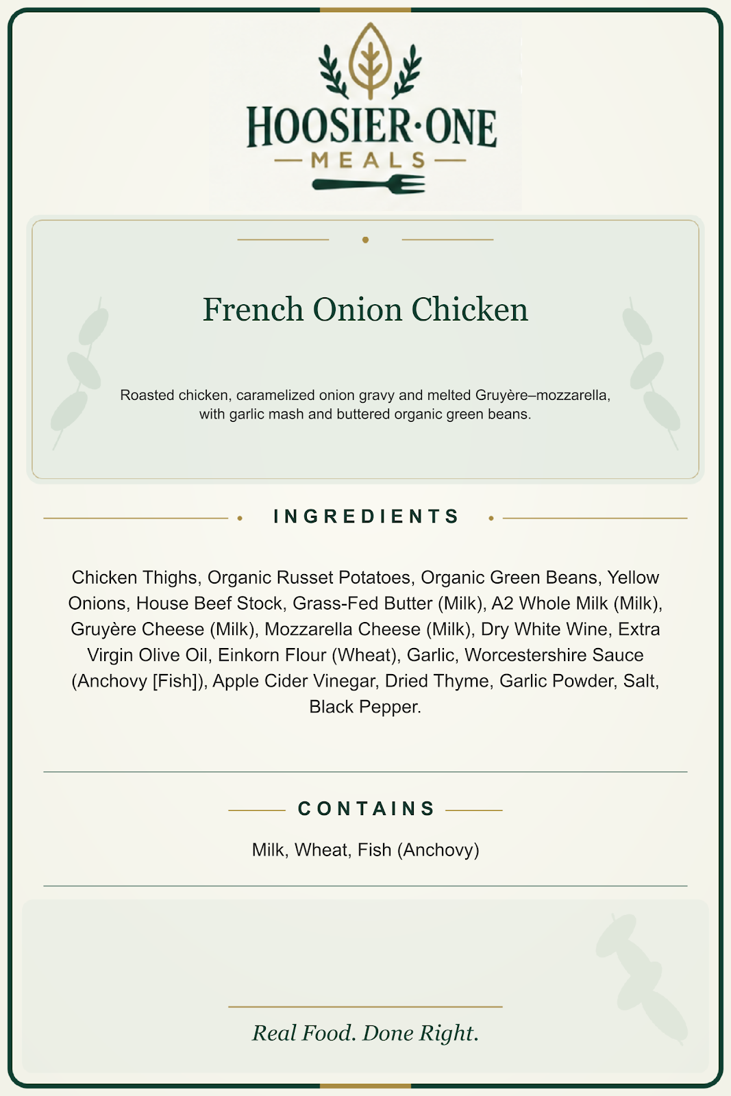 French Onion Chicken — ingredients and allergens