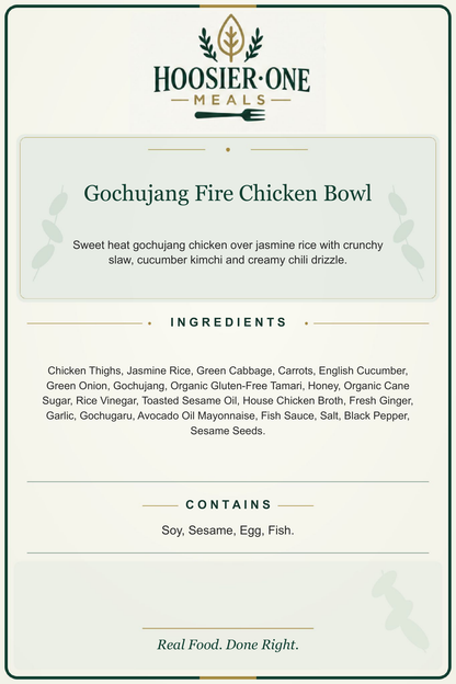 Hoosier One product information — Gochujang Fire Chicken Bowl — 8318529bf752