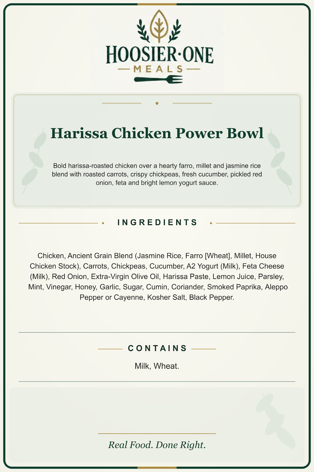 Hoosier One product information — Harissa Chicken Power Bowl — 0f60b4f62b3c