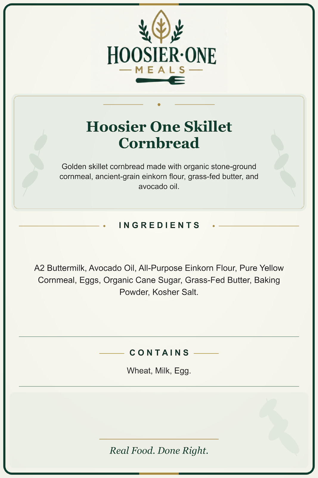 Hoosier One product information — Hoosier One Skillet Cornbread — e590ce3ab8e9