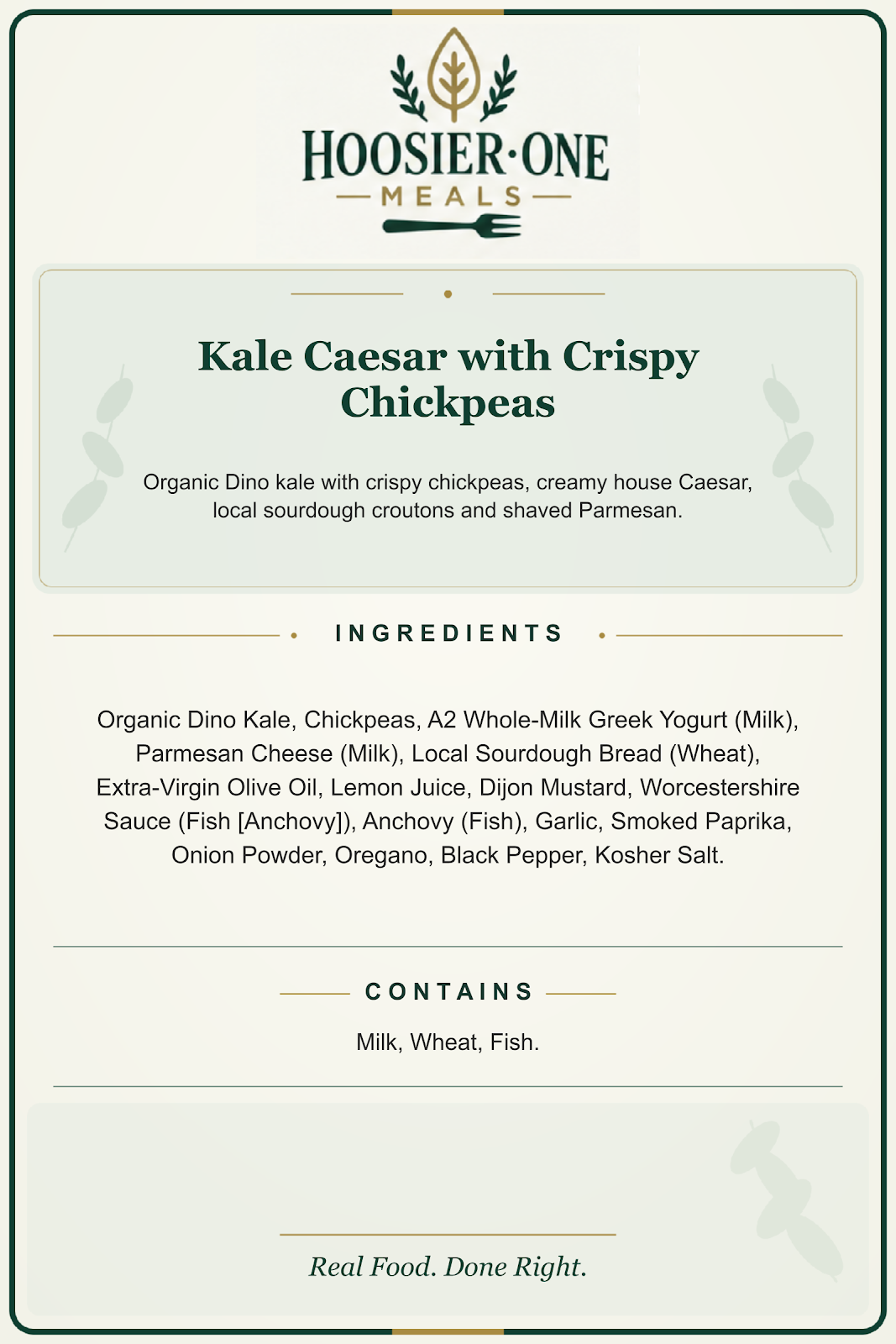 Hoosier One product information — Kale Caesar with Crispy Chickpeas — 3d4d0bf0f7de