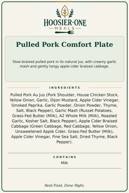 Pulled Pork Comfort Plate — ingredients and allergens