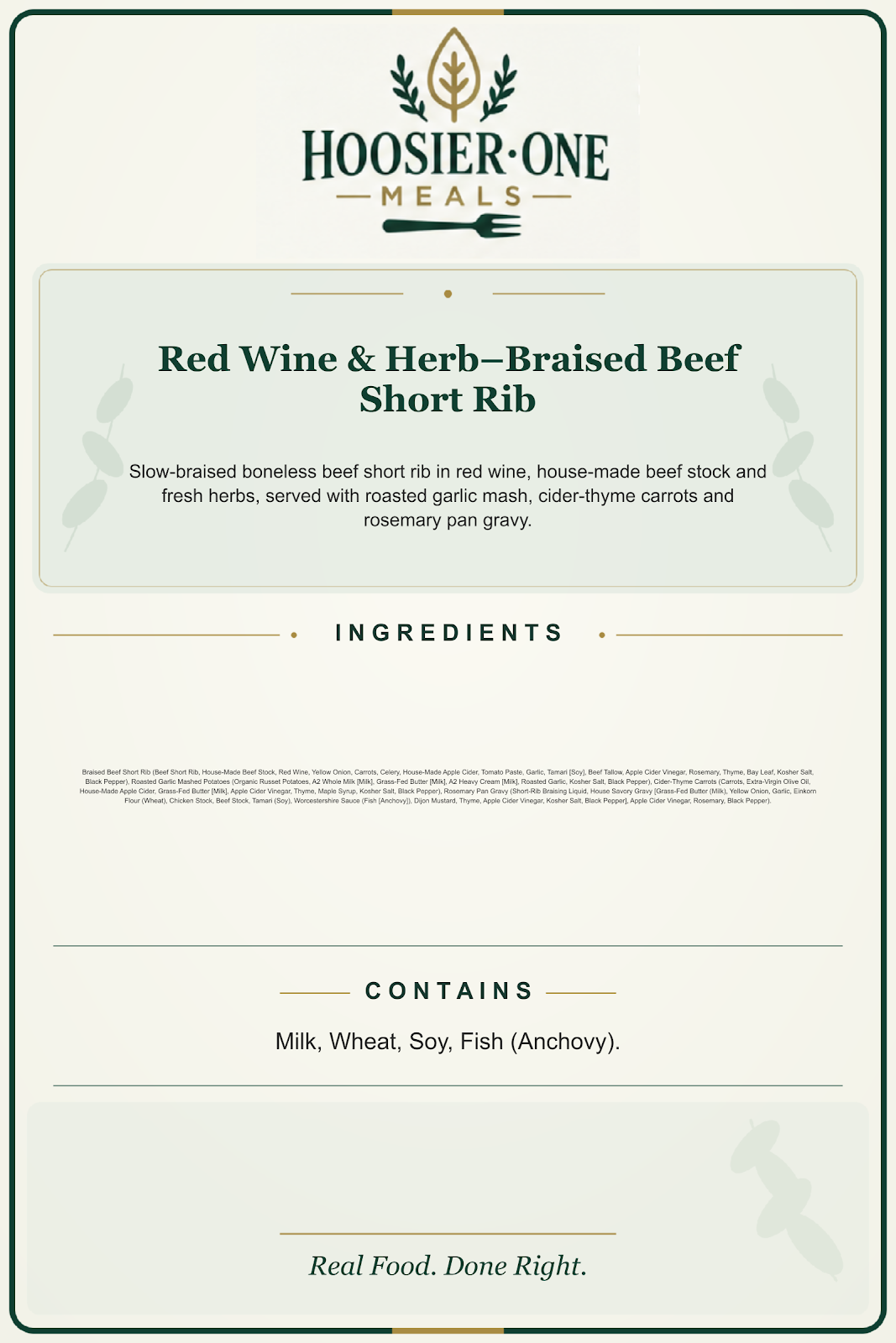 Hoosier One product information — Red Wine & Herb–Braised Beef Short Rib — 542733204dce