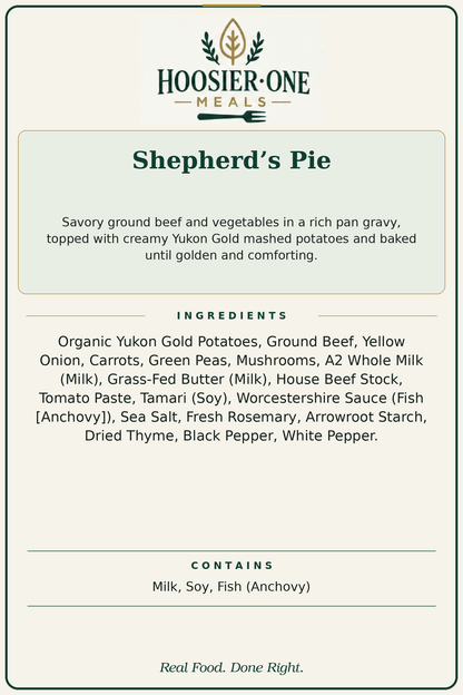 Shepherd’s Pie — ingredients and allergens