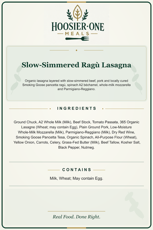 Slow-Simmered Ragu Lasagna ingredients and allergen information