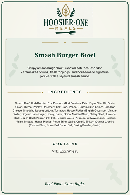 Hoosier One product information — Smash Burger Bowl — 1f17fe465b55